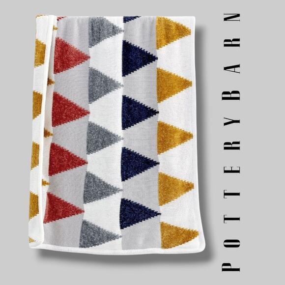 Pottery Barn baby girls boys Unisex Chenille triangles Baby Blanket - Picture 9 of 9